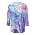 thumbnail image 5 of gakvbuo Contrast Tshirt For Women 3/4 Sleeves Plus Size Tunic Blouse Tops Patchwork Printed Long Sleeve Women'S Clothing Flower Printed Elbow Length Crewneck Casual Tee Shirts, 5 of 5
