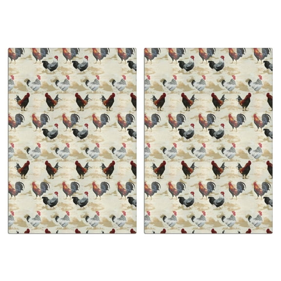 2 Pcs Funny Kitchen Towels,Beige Chicken Rooster Pattern Microfiber Dish Towels,Kitchen Tea Towels,Kitchen Towel Set (18" X 26")