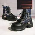 thumbnail image 5 of Gamivast Boots for Women Ankle Waterproof Leather Booties Y2K Chunky Low Heel Chain Boots with Anti-Slip Trendy Platformed Lace up Round Toe Shoes for Outdoor Streetwear Hiking, 5 of 6