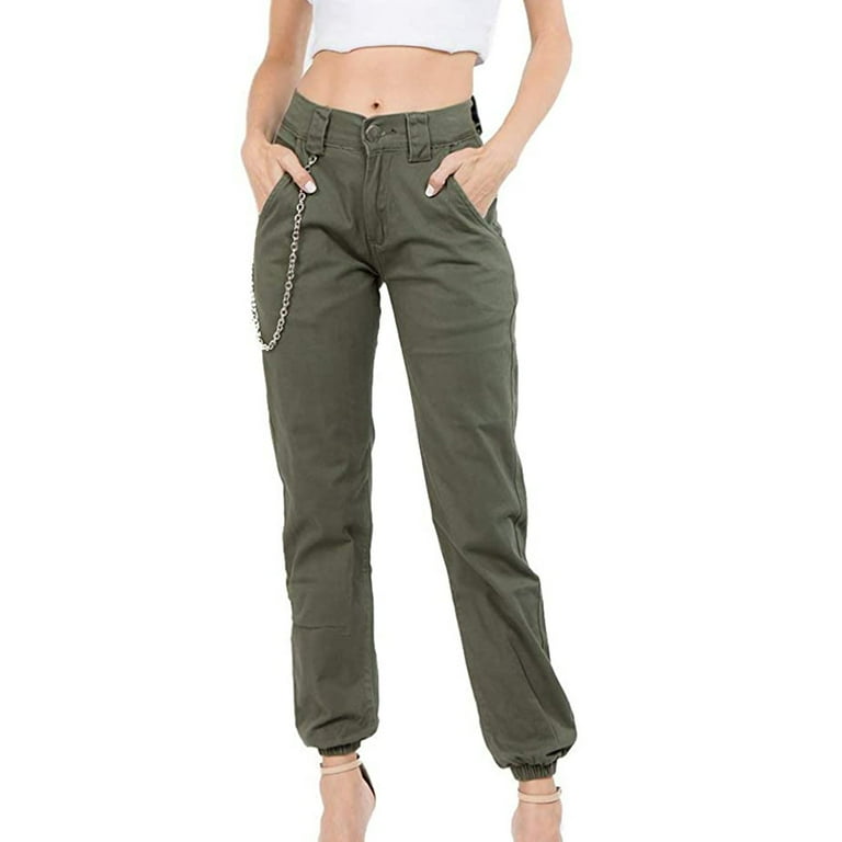 ZIZOCWA Army Fatigue Pants For Women Womens Paper Bag Pants Casual