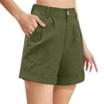 thumbnail image 5 of Women's Plus Size Solid Color Bermuda Shorts High Waist Straight Fit Casual Dressy Work Shorts with Pockets Army Green, 5 of 6