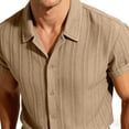 thumbnail image 7 of FRSASU Men's Knit Polo Shirt Vintage Button Down Shirt Short Sleeve Summer Beach Hawaiian Shirts Brown, 7 of 7