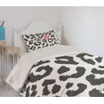 thumbnail image 2 of Ambesonne Savannah Quilted Coverlet 2 Pcs, Cheetah Leopard Kiss Print, Twin Size, Charcoal Grey and Pink, 2 of 5