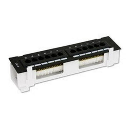 CableWholesale 69BK-06012-10 10 in. Wall Mount 12 Port Cat6 Patch Panel - 110 Type, 568A & 568B Compatible, Black