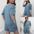 thumbnail image 2 of Hot Shot Tee Rompers for Women Summer Casual Oversized Athletic Contrast Stitching Jumpsuits, 2 of 7