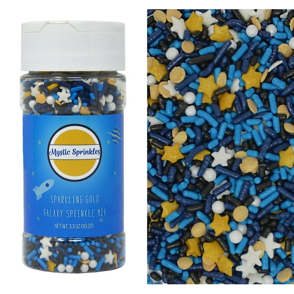Mystic Sprinkles Sparkling Gold Galaxy Sprinkle Mix 3.3 Ounce Bottle
