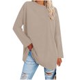 thumbnail image 2 of Summer Tops Ladies' Fashion Flared Cuffed Casual Solid Long Sleeve Round Neck Blouse Shirt Tops, 2 of 7