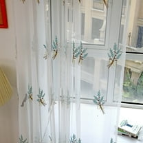 HDWUEN White Chiffon Sheer Curtains with Floral Print Dedroom Living Room Girl Room Decor Curtains