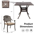 thumbnail image 2 of Haverchair 5 Piece Cast Aluminum Patio Dining Set Outdoor Furniture Set Patio Garden Set with 4 Mesh Ding Chairs, 4 Khaki Cushions and 35.4" Square Patio Table 2.2" Umbrella Hole, Antique Bronze, 2 of 8