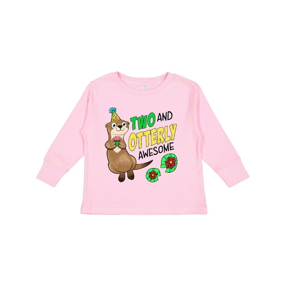 Inktastic Two and Otterly Awesome Cute Second Birthday Otter Boys or Girls Long Sleeve Toddler T-Shirt