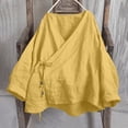thumbnail image 2 of Shirts for Women Hanten Cardigan Long Sleeve Wrap Front Cotton Linen Retro Costume Irregular Shirt Tops XL, 2 of 6