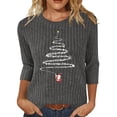 thumbnail image 2 of Craaazy Women's Casual Christmas Printed Tops Round Neck 3/4 Sleeve T-shirt Fashionable Santa Blouse Gifts, 2 of 5