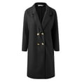 thumbnail image 5 of Women's Winter Wool Mid Length Coat Notched Lapel Buttoned Trench Coat Coat, 5 of 5