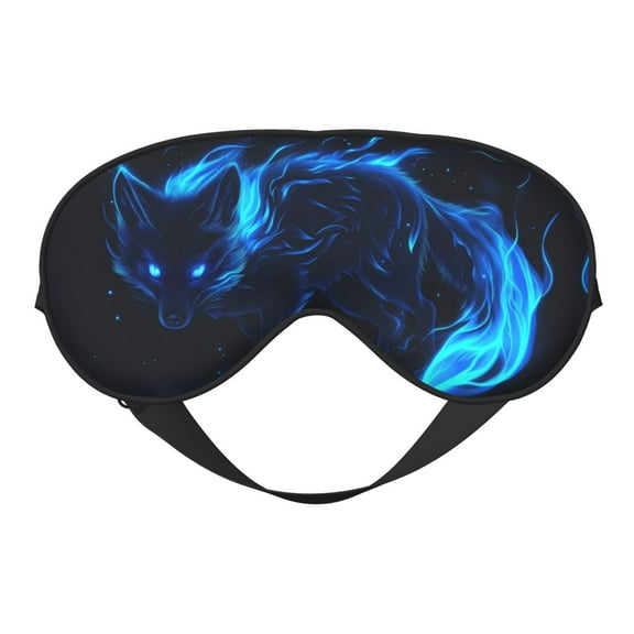 Eye Sleep Mask for Women Men - Blue Flames Black Fox Adjustable Soft Buckle Travel Eye Masks for Sleep Mask Blackout, Sleeping Mask for Women Men, Funny Blindfolds for Party Games