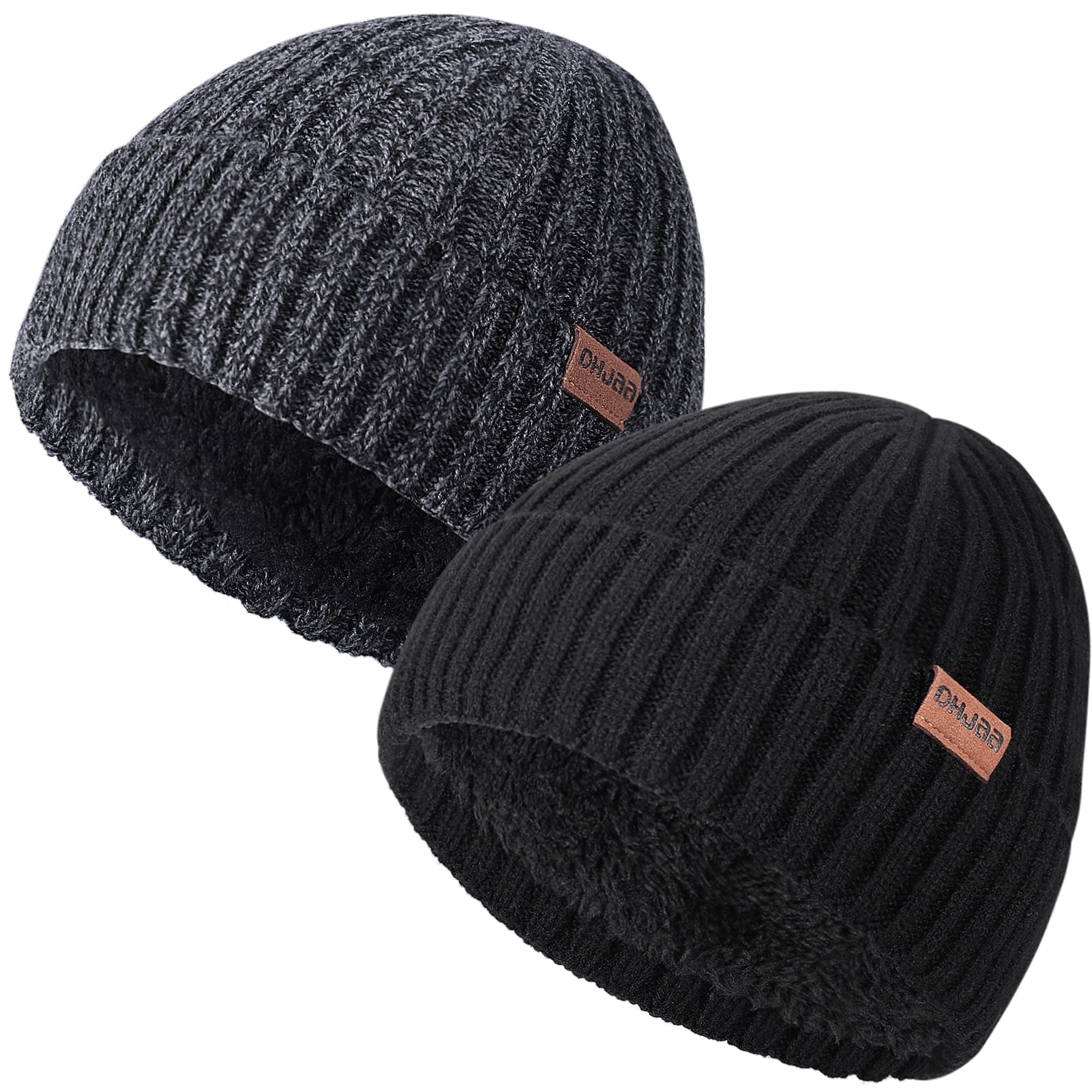 Armscye Fleece Lined Beanie Hat, 2-Pack Unisex Winter Cap photo 1