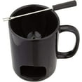 thumbnail image 5 of KOVOT Personal Fondue Mugs Set of 2 | Ceramic Mugs for Chocolate or Cheese | Includes Forks and Tealights| Double Vented (Black), 5 of 6