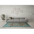 thumbnail image 3 of Ahgly Company Indoor Round Medallion Light Blue Traditional Area Rugs, 4' Round, 3 of 4