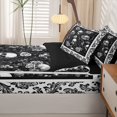 thumbnail image 5 of Homewish Spooky Skull Skeleton Zipper Twin Comforter Sets with Fitted Sheet and 2 Pillowcases,Hipple Damask Floral Zipper Bedding Set,Halloween Bed Set,Black Reversible,4pcs, 5 of 8