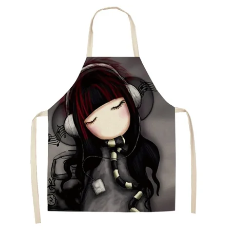 

Merry Christmas Pattern Linen Sleeveless Hand Wipe Waist Apron Home Holiday Kitchen Decoration Cleaning Baking Catering Tablier