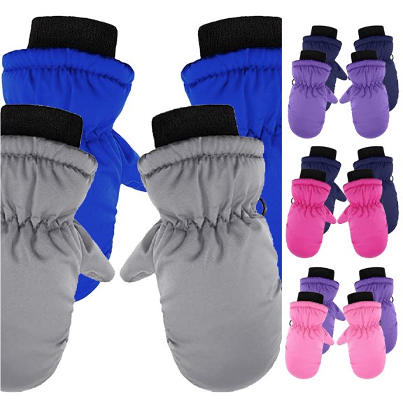 HNMKIU Winter Full Kids Skiing Mittens Boys Girls Outdoors Baby Children Warm Finger 2Pairs B - One Size