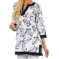 thumbnail image 3 of Sakkas Anchor Cotton Long Sleeve Tunic Blouse - White - 3XL, 3 of 4