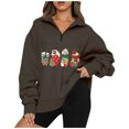 thumbnail image 2 of 2023 Sweat à Capuche de Noël pour Femmes Mode Décontractée Col à Revers Manches Longues T-Shirt Ample Blouse Pull Tops en Solde, 2 of 5
