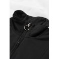 thumbnail image 3 of ABPHQTO Sudadera de mujer negra con cuello cremallera y bolsillos en color liso, 3 of 5