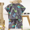 thumbnail image 2 of KPOPLK Toddler Boys Summer Clothes 2 Piece Set Short Sleeve Graphic Print T-Shirt Top & Elastic Waist Shorts Outfits 2T 3T 4T 5T Size 2-3 Years,Black, 2 of 8