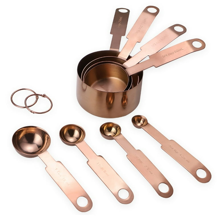 9 Piece Copper Stainless Steel Measuring Cups and