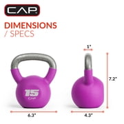 CAP, 15lb Neoprene Coated Kettlebell, Purple