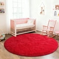 thumbnail image 2 of ASPILLOW Fluffy Shaggy Bedside Round Rug,Fuzzy Plush Indoor Floor Circular Carpet for Living Room Bedroom Kids Room Nursery,4ft Red, 2 of 8