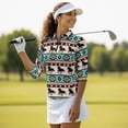 thumbnail image 4 of Uorisanigo Tribal Horse Women's 3/4 Sleeve Golf Top with Zipper Comfortable Breathable Women's Dry-Fit Golf Polo Shirts Polyester Spandex Fabric Fashionable Workout Tops Size XL, 4 of 7