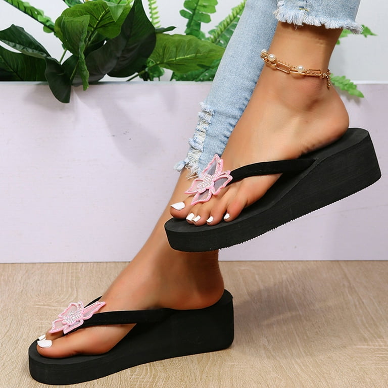 Ladies Fashion Summer Flip Flops Casual Rhinestone Butterfly Sandals  Hedgehog Slippers for Women Home Slippers Men And Women Yoga Slippers for  Women House Slippers for Women Summer Deer Foam Home 
