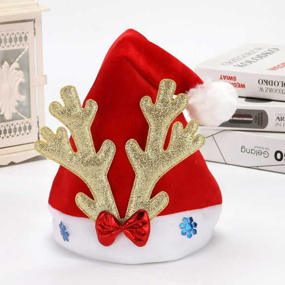 Christmas Santa Hats for Adult Adult Reindeer Christmas Hat Holiday Party Accessory for Men and Women Cute Performance Accessories Xmas Gifts