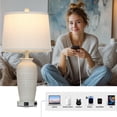thumbnail image 6 of Cinkeda 25" Touch Control Table Lamp Set of 2, White Resin Jar Body with Oatmeal Linen Shade, USB-C & AC Outlet, 3-Level Dimmable, Dimmable LED Bulb Included for Bedroom, 6 of 7