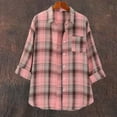 thumbnail image 4 of Womens Plaid Shirt, Yigetop Womens Button Down Plaid Shirts Long Sleeve Plaid Shackets Lightweight Business Casual Blouse Top Women's Button Down Shirts Pink M, 4 of 9