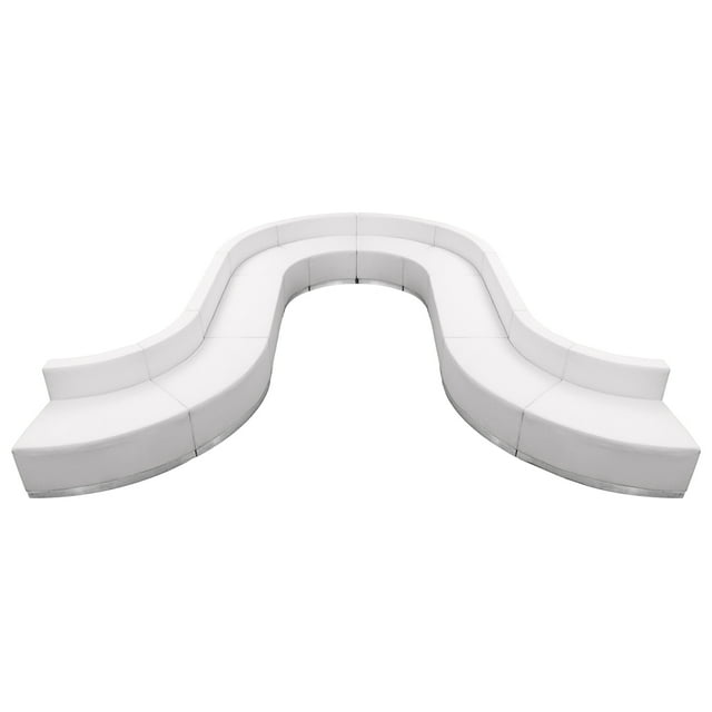 Flash Furniture ZB-803-450-Ensemble-WH-GG Ensemble de Canapé Modulaire de Réception 10 Pcs - Rembourrage en Cuir, Blanc - Ensemble