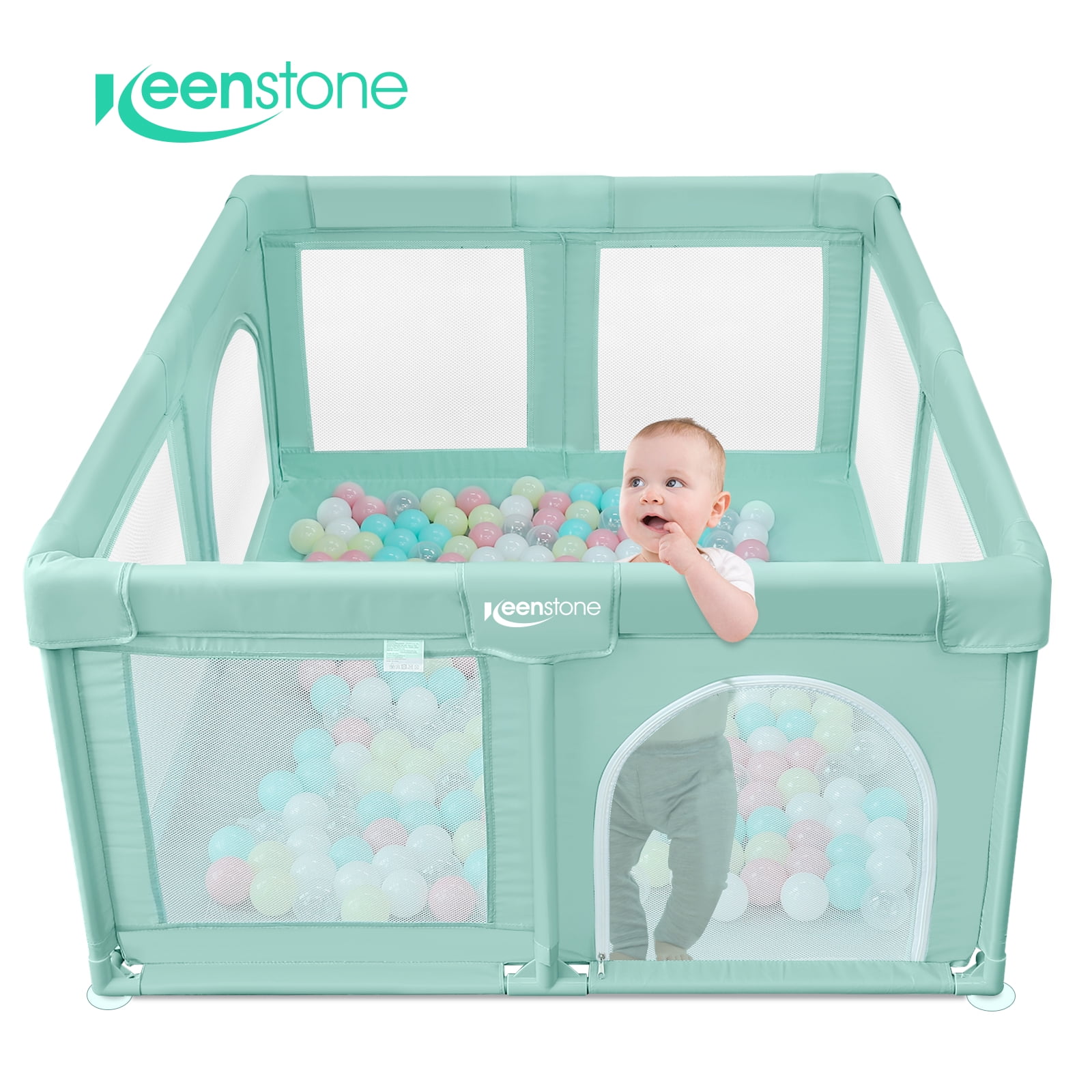 Safety Baby Playpen for Toddler, 61 x 49" Large Collapsible Foldable Baby Playard Pen Gate for 0