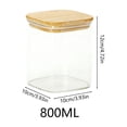 thumbnail image 3 of Square Glass Storage Jar with Wood Lid Airtight Kitchen Pantry Container for Dry Food Grains and Ingredients, 3 of 3