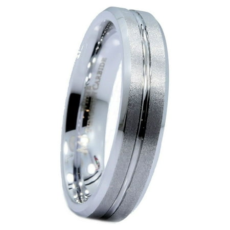 Metals Jewelry White Tungsten Carbide 5mm Wedding Center Groove Brushed Top Wedding Ring Size 8