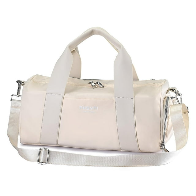 Bolsa deportiva compacta PHSYNI para mujer, 16 L, color beige, con bolsillo húmedo