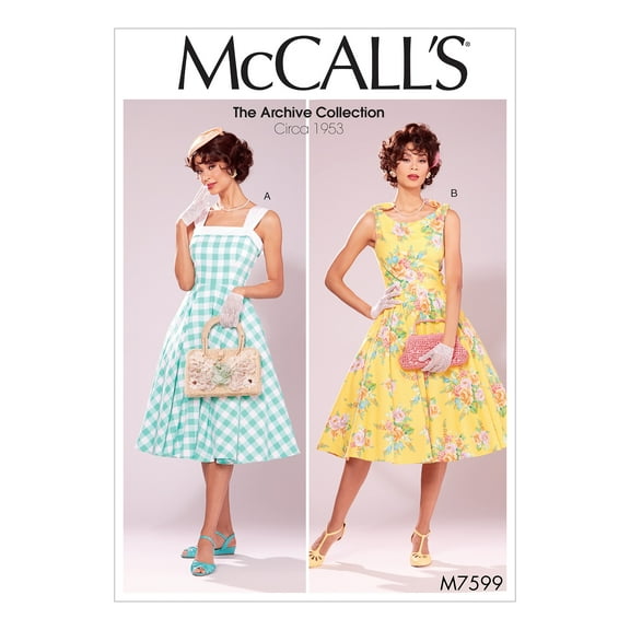McCall's Sewing Pattern Misses' Lined Flared Dresses with Petticoat-14-16-18-20-22