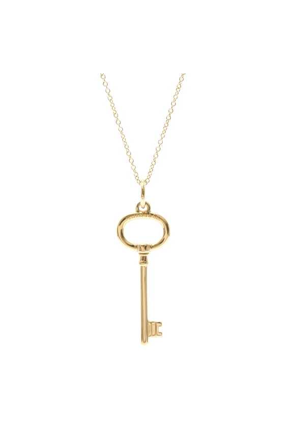 Pre-Owned Tiffany Oval Key Necklace Pink Gold (18K) No Stone Men,Women Fashion Pendant Necklace...