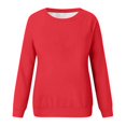 thumbnail image 4 of Crewneck Sweatshirts for Women Solid Color Long Sleeve Shirts O-Neck Pullover Tops, 4 of 5