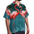 thumbnail image 2 of Flamingo Tropical Rainforest Men's Short Sleeve Poplin Shirts with Spread Collar Tops, Casual Printed Button Down Short Summer Beach Shirts for Men and Women, 2 of 6