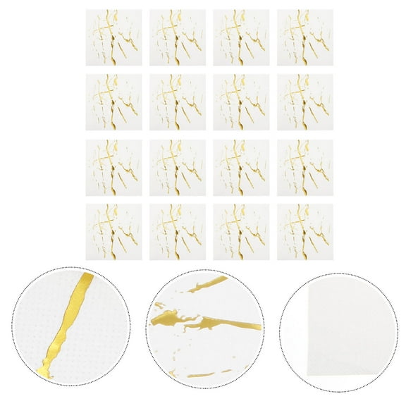 GOOHOCHY  20 Pack Marbling Napkins Decorative Birthday Bulk Party Golden