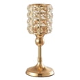 thumbnail image 2 of Portavelas dorado de cristal y metal para bodas, decoración de mesas y eventos, para velas de 6 cm Alto 26cm, 2 of 9