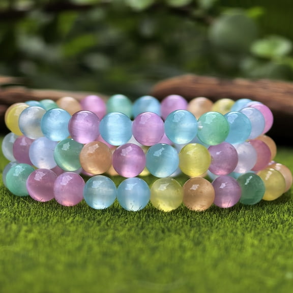 Spiritual Chakra Healing Colored cat's eye stone Crystal Bracelet | Meaningful Gift for Her or Him | Natural Gemstone Energy Jewelry | Reiki