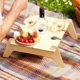thumbnail image 2 of Wooden Folding Picnic Table with Glass Holder Round Foldable Desk, 2 of 5