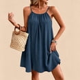 thumbnail image 4 of Asgosdo Women Summer Dresses Cotton Sleeveless Pleated Open Back Drawstring Loose Fit Casual Midi Dress, 4 of 5